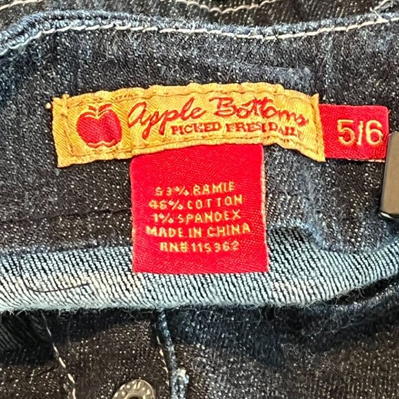 Apple Bottoms Girls Denim Jumper Dress Size 5 6 Blue Pink Graphic Pockets - Picture 3 of 10